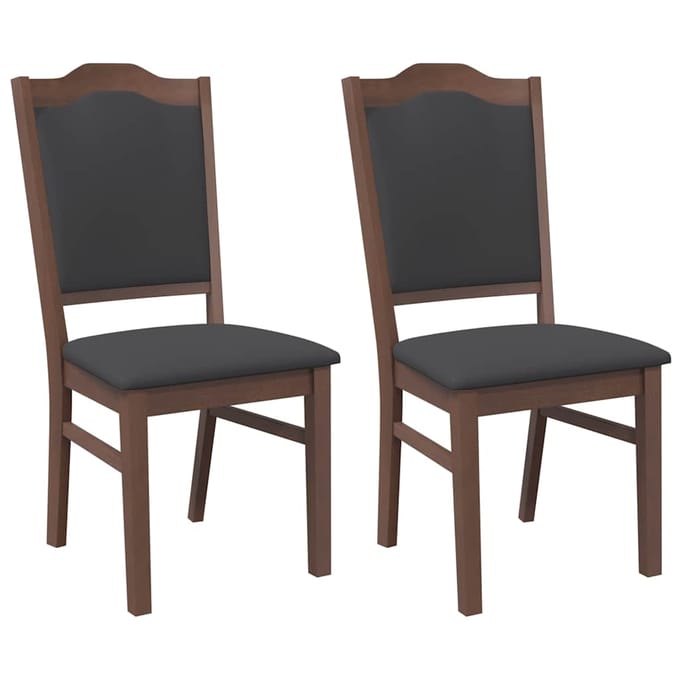 vidaXL - Eetkamerstoelen - met - kussens - 2 - stuks - bruin - massief - hout - rubber