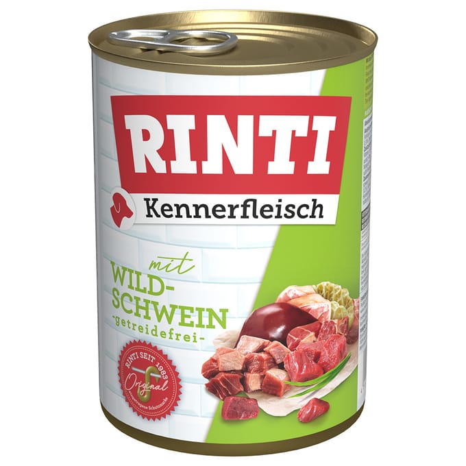 12 x 400 g RINTI Kennerfleisch Wild Zwijn Nat Hondenvoer