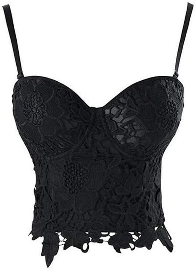 Gothic Bloemen Kant Bustier Crop Top met Corset Pasvorm