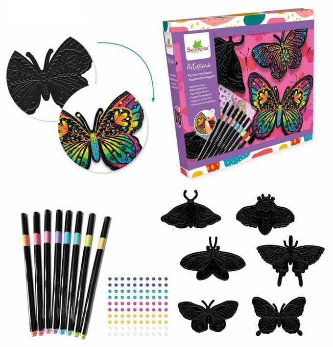 Sycomore knutselset metallic stiften Papillons flamboyants creatief speelgoed.