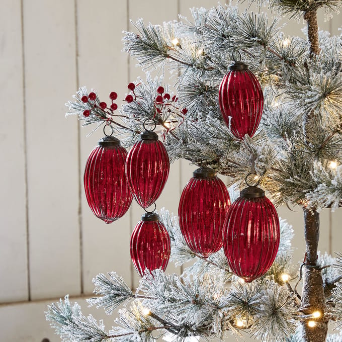 LOBERON Kerstversiering, set van 6 Blavet antiekrood