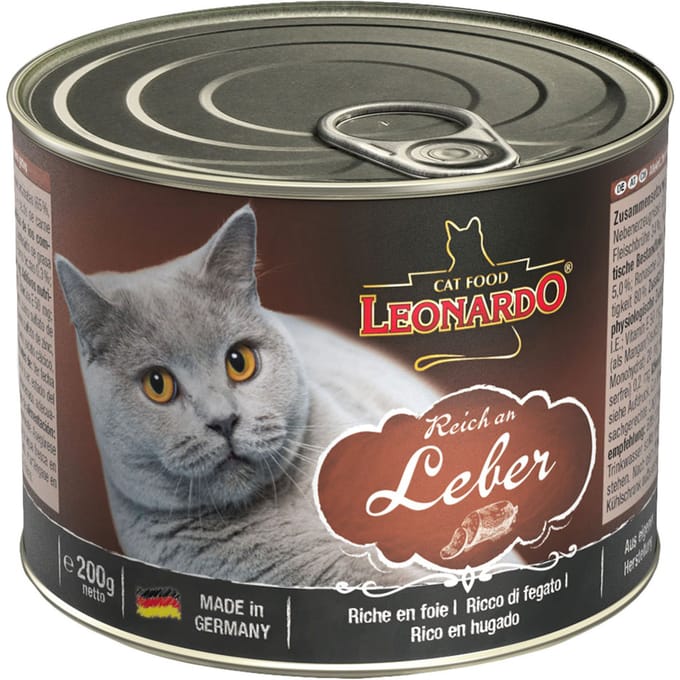 6x200g Rijk aan Lever Leonardo All Meat Kattenvoer