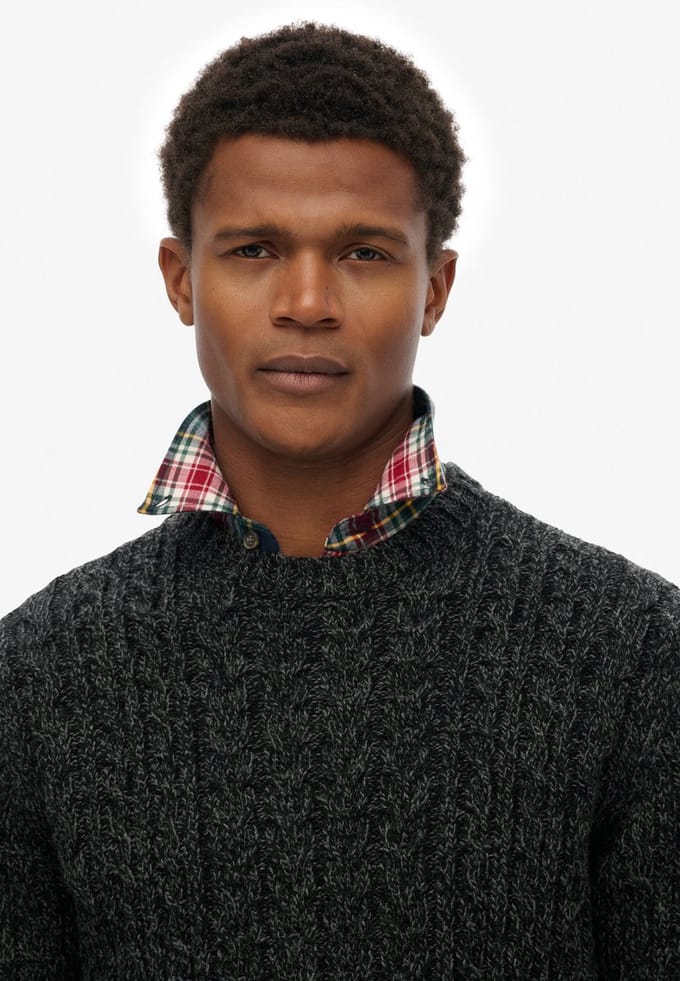Superdry - Jacob Kabelgebreide Trui - Heren - Sweaters
