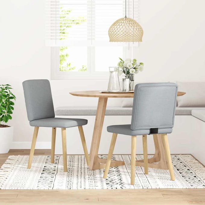 vidaXL Eetkamerstoelen 2 st stof lichtgrijs