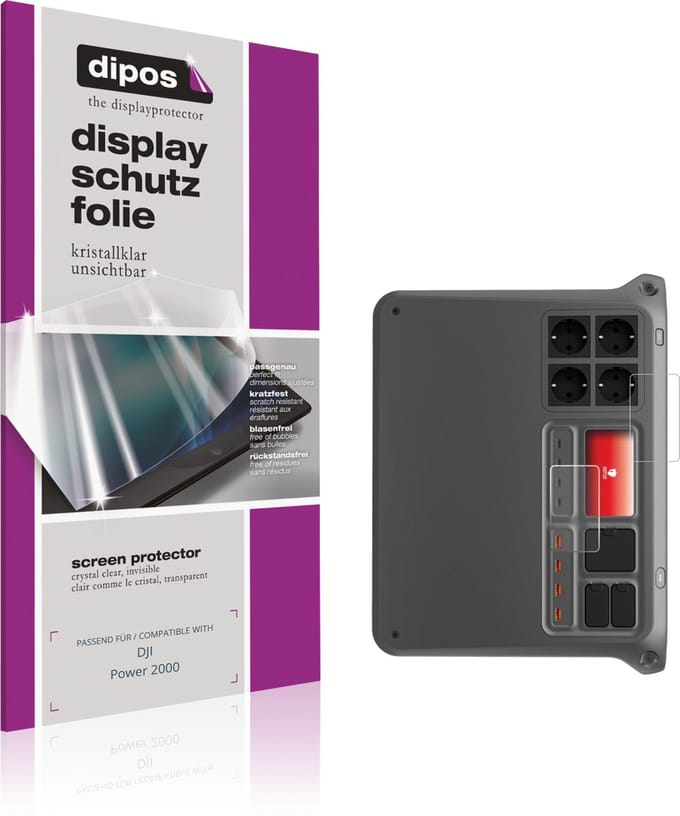 dipos – 2x Beschermfolie geschikt voor DJI Power 2000 | Krasbestendige & heldere Screenprotector Ultra-Thin