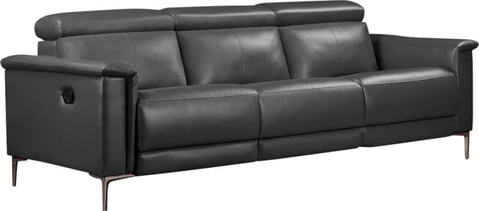 Lund-Sofa 3-zits - 2 Handmatige Relax - Grijs PU