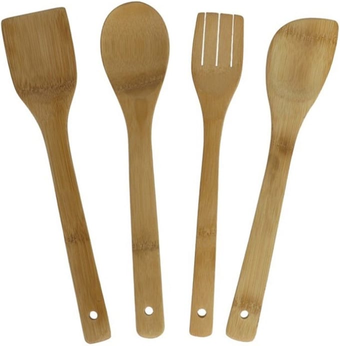 Gerimport Pollepels - 4x stuks - hout - 30 cm - keukenlepels
