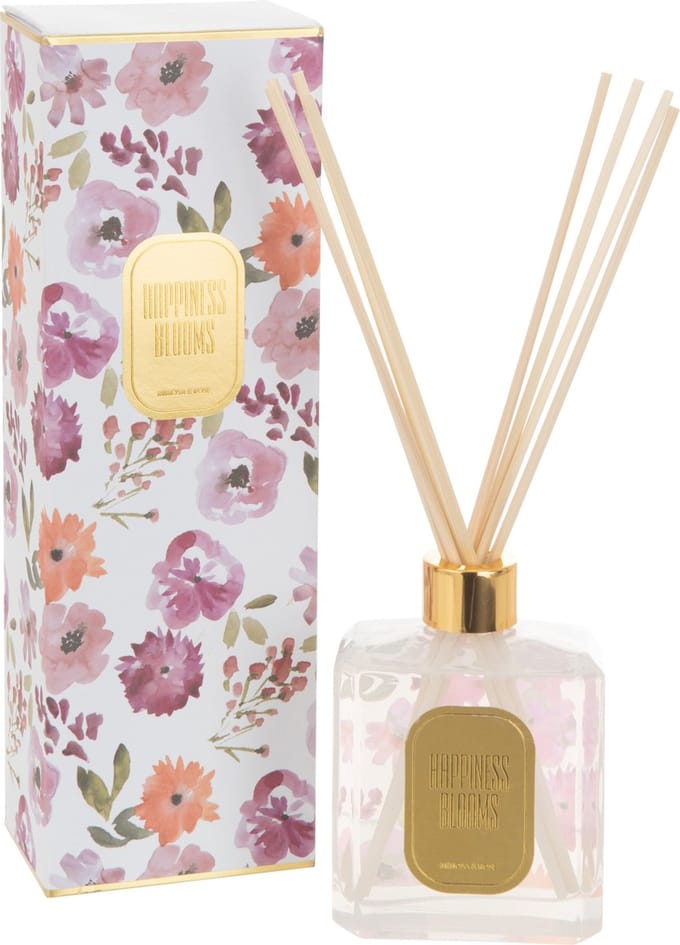 J-Line geurstokjes Happiness Blooms - Mimosa & Rose - glas - wit