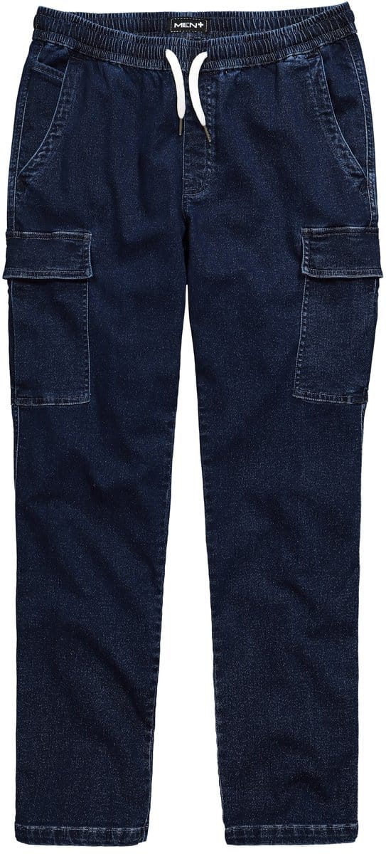 Men Plus - Heren - Cargojeans Buik-Fit Regular Fit 5-pocket - Donkerblauw denim - Maat L