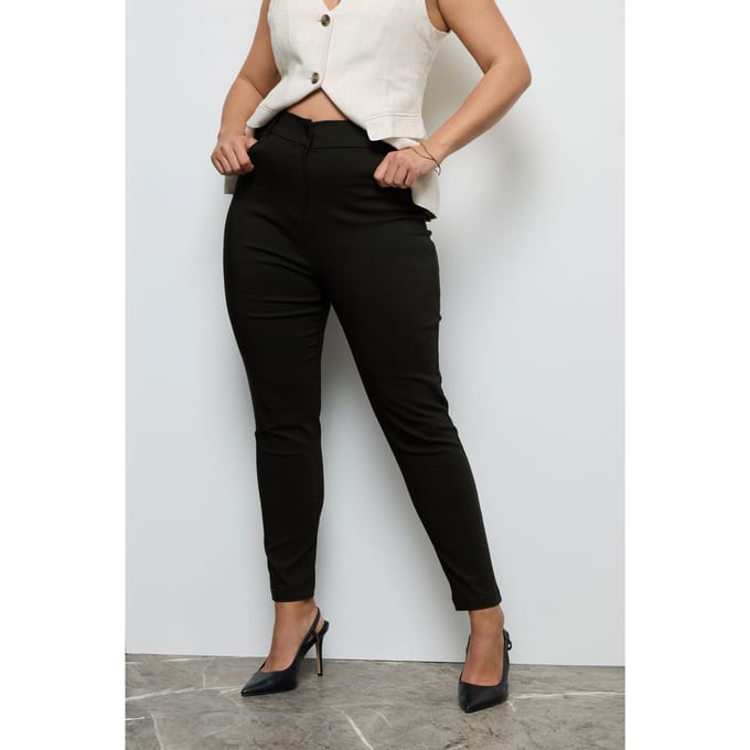Yours Broek Van Elastische Bengaline In Zwartsize 48