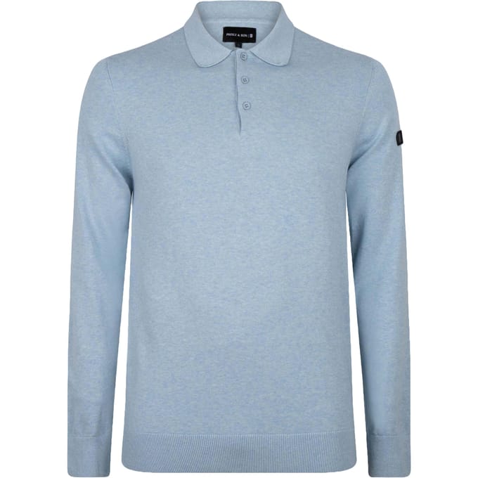Presly & Sun Trui Brad Long Sleeve Knitted Polo Blauw
