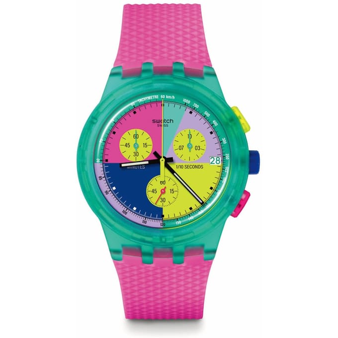 Swatch New Chrono Plastic SUSG408 Neon Flash Arrow Horloge