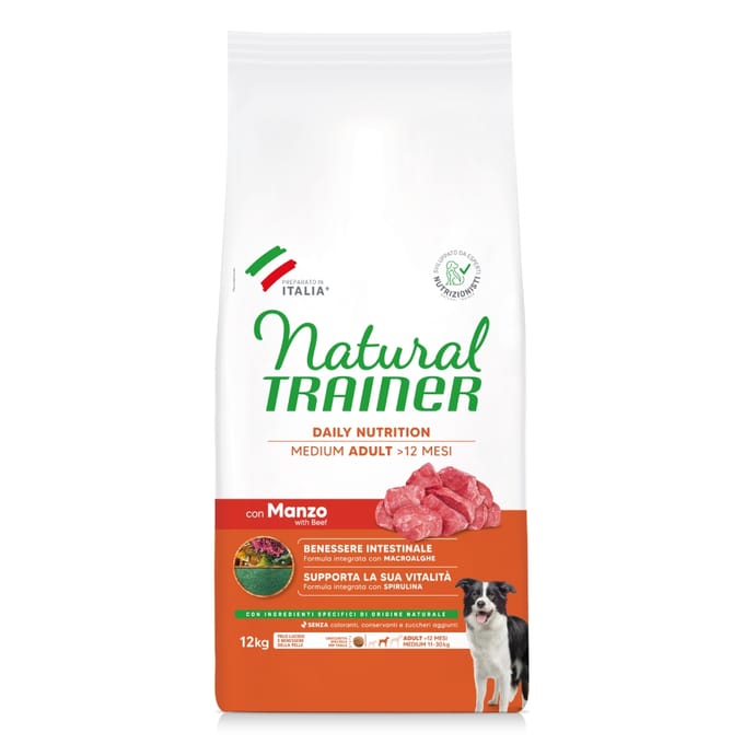 Natural Trainer Volwassen Medium met rundvlees - Dubbelpak: 2 x 12 kg