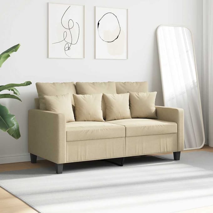 Vidaxl 2-Persoons Bank, Crème, 120 Cm, Bekleed met Stof