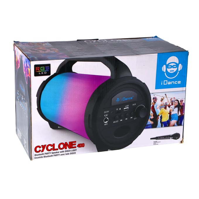 iDance CYCLONE400BK Karaoke Set - Bluetooth Party Speaker met Disco LED-Verlichting - Inclusief Microfoon