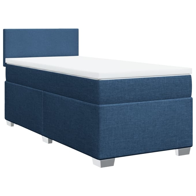 vidaXL - Boxspring - met - matras - stof - blauw - 80x200 - cm