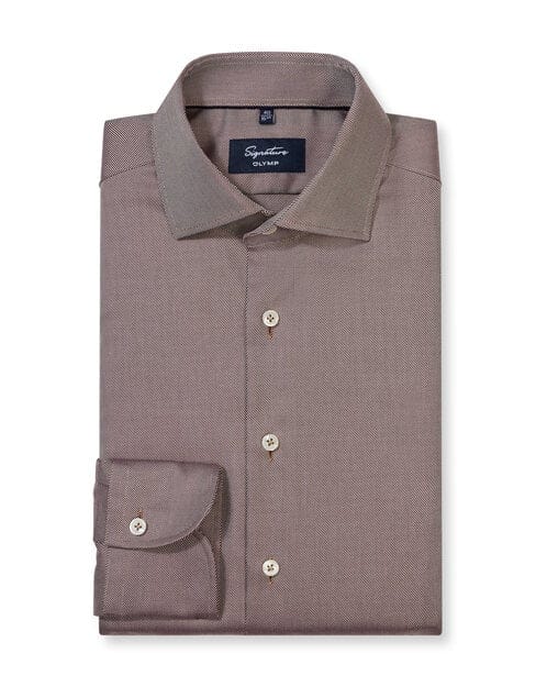 OLYMP Signature Overhemd, Tailored Fit, Signature Kent, Caramel