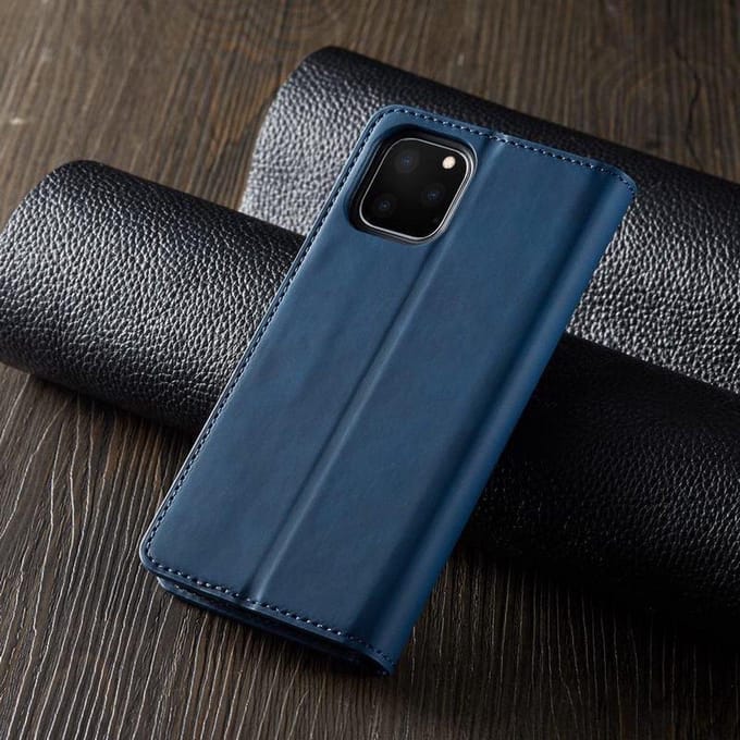 BukkitBow - Leather Case - Kunstleer - Card Case - Hoesje voor iPhone 11 Pro – Blauw