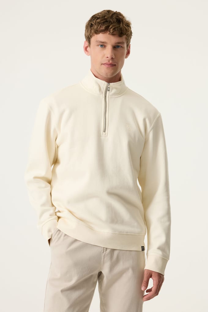 GARCIA Heren Effen Sweater Wit Lange mouw