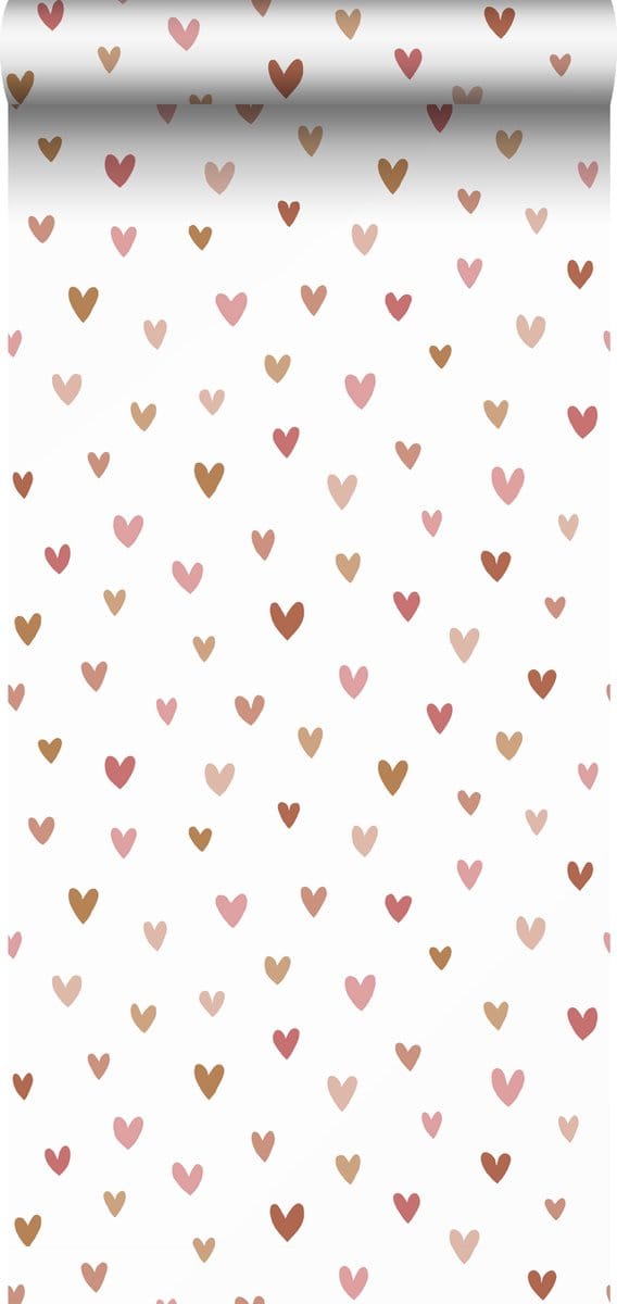 ESTAhome behang hartjes terracotta en roze - 53 cm x 10.05 m - 139360