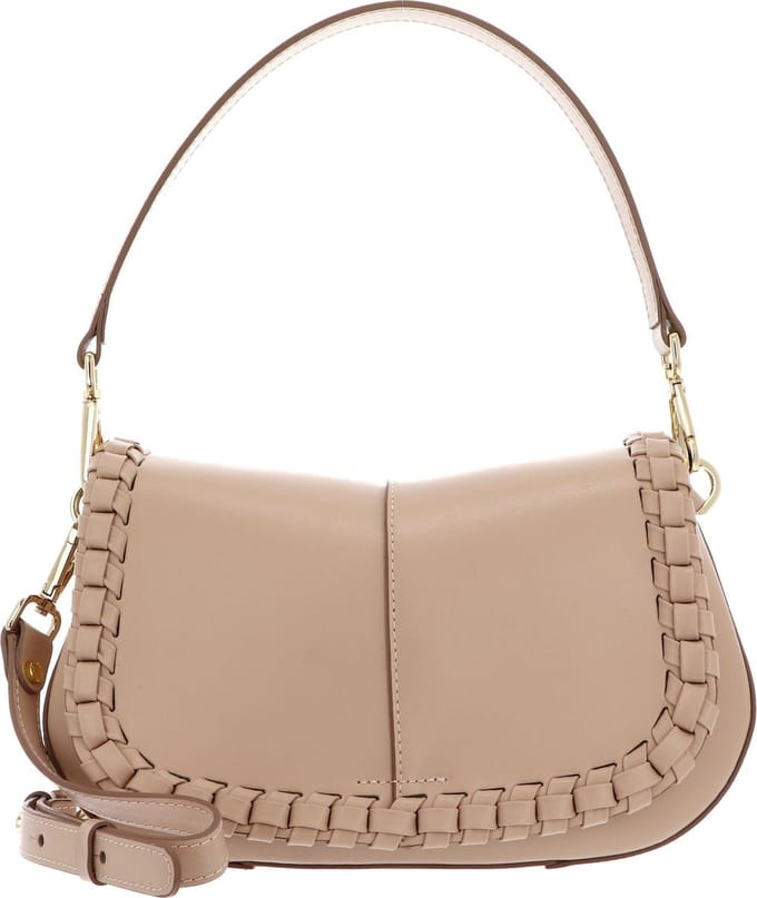 GIANNI CHIARINI Leren Schoudertas Helena Round Saddle Bag Cream Beige