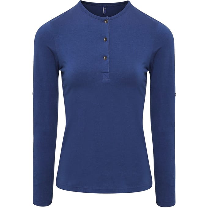 Premier Dames/dames Long John Roll Mouwen Tee (Indigo)