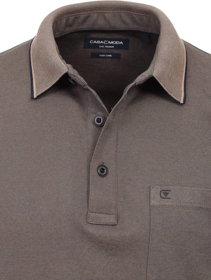 Poloshirt Met Borstzakje 3 Knoops Beige Casa Moda - XL