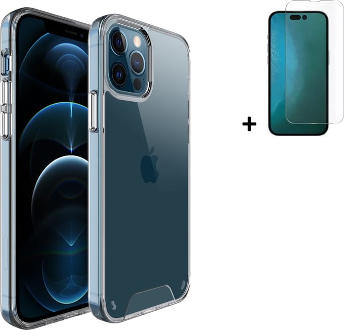MoDo hoesje Geschikt voor iPhone 14 Pro Max - Hard Case Back Cover - Transparant met screenprotector