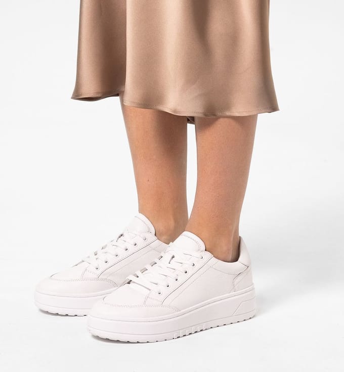 Manfield - Dames - Witte leren sneakers - Maat 41
