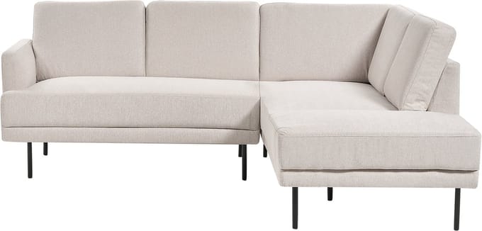 BREDA - Hoekbank 4-zits - Lichtbeige - Linkszijdig - Polyester