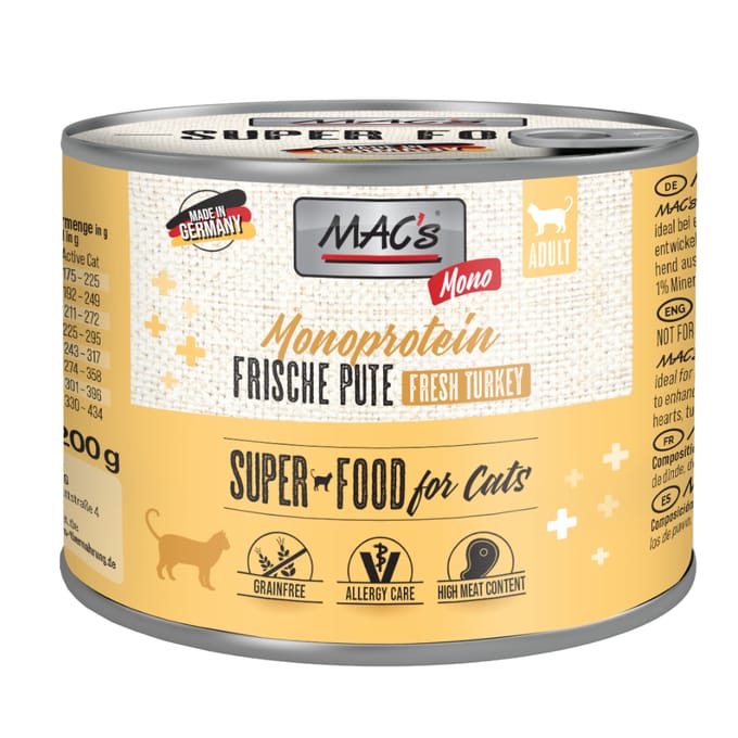 MAC's CAT - Monoproteïne blik 6x200g - Mono kalkoen