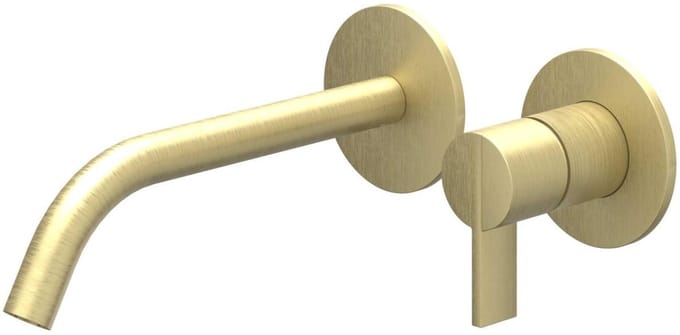 IVY Bond Wastafelkraan Afbouwdeel - 2-Gats Wandmontage - Gebogen Uitloop - Geborsteld Mat Goud PVD