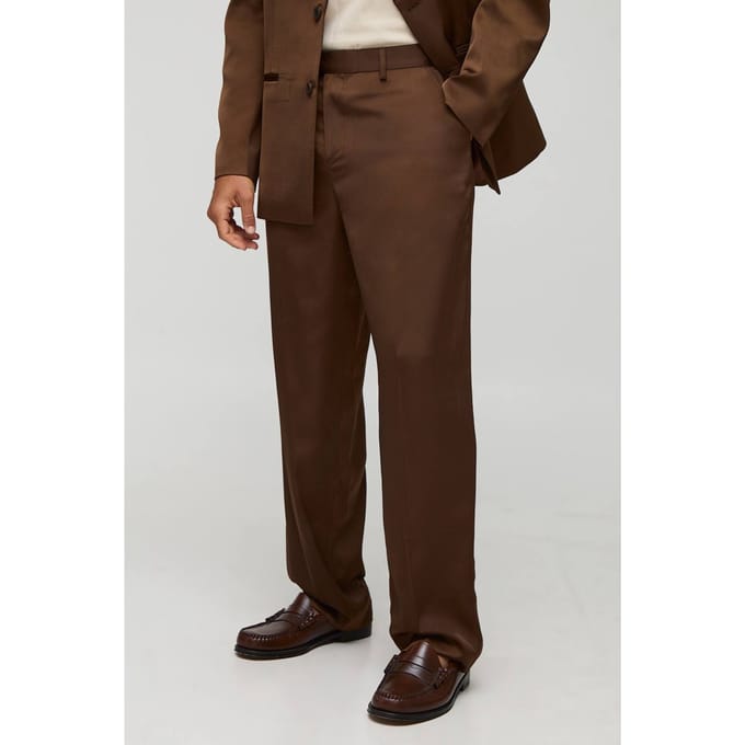 Relaxte satijnen broek | Chocolate | Size 30