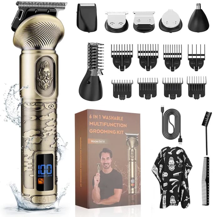 6-in-1 Tondeuse baardtrimmer neustrimmer - Krachtig en stil