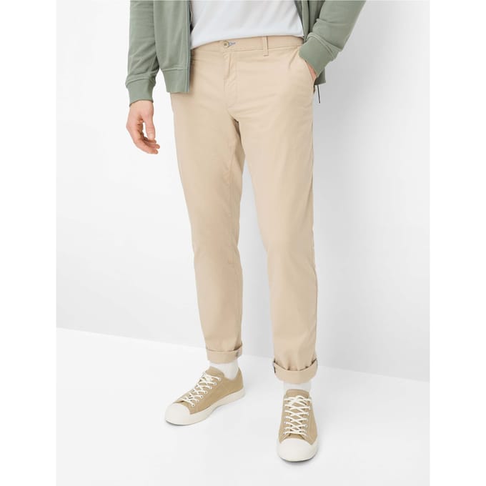 Brax Heren Chino  Style FABIO IN CANVAS, lichtbeige, maat 35/32