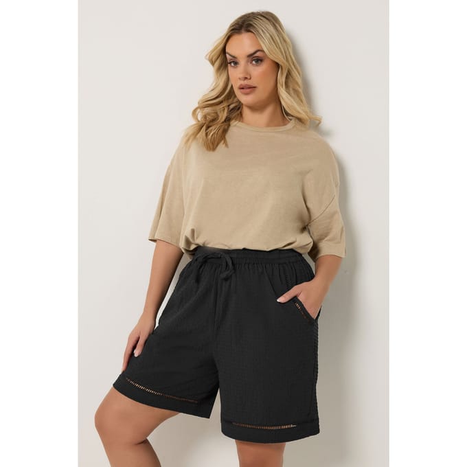 Yours Zwarte Shorts Met Ladderdetail Size 58-60