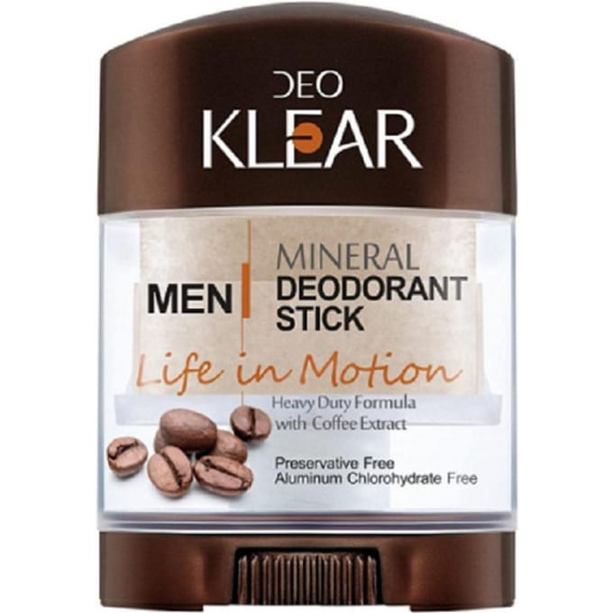 DEOKLEAR Minerale deodorantstick 70 g. (Leven in beweging) - Energetiserende formule met koffie-extract 70 g. black