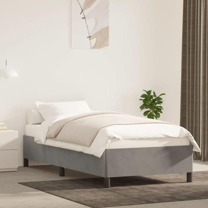 vidaXL - Bedframe - zonder - matras - 80x200 - cm - fluweel - lichtgrijs