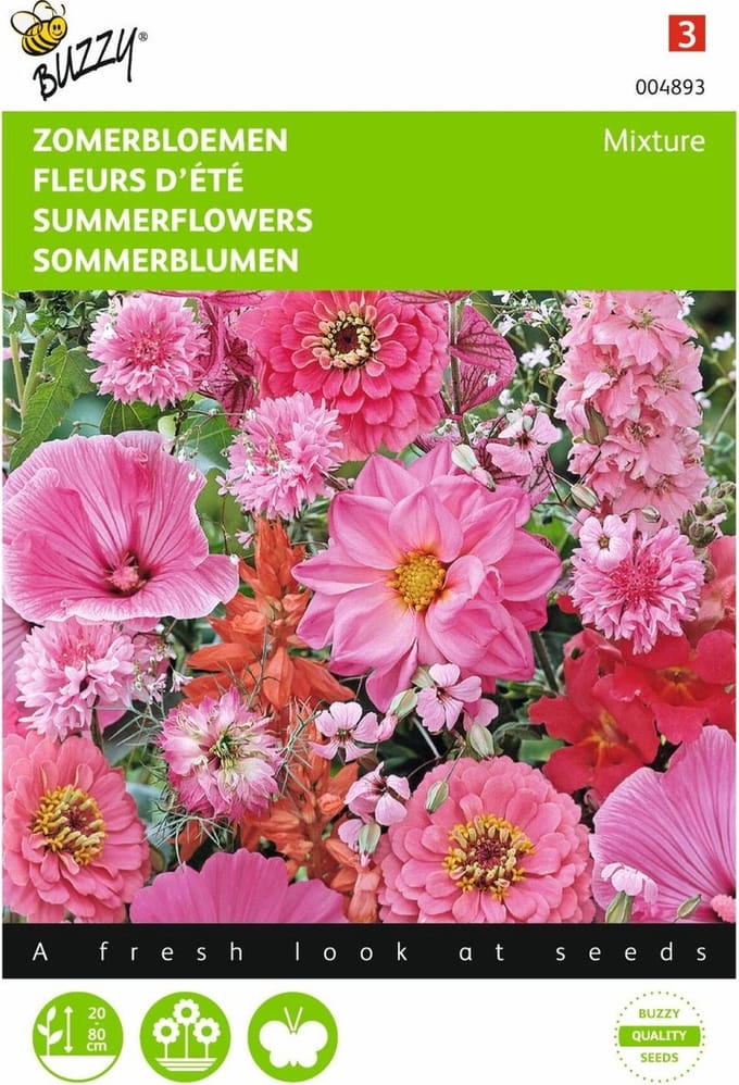Zomerbloemen roze en rode tinten - set van 6 stuks