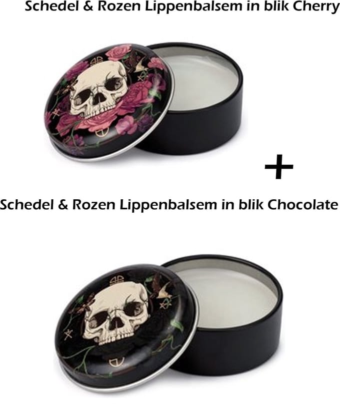Set van 2 Lippenbalsems in blik Schedel & Rozen Cherry é Chocolate