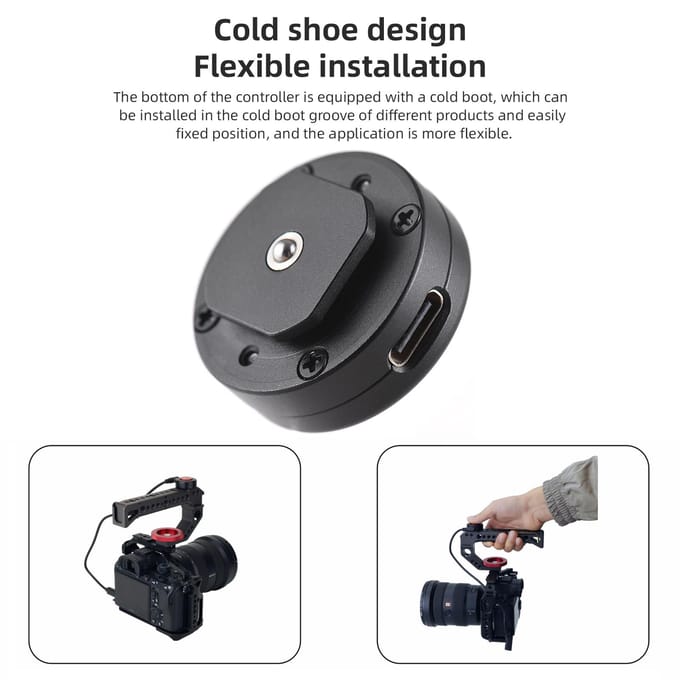 Camera Opnameknop Video Bedieningsknop Cold Shoe Mount met 2 Bedieningskabels Vervanging voor zwart