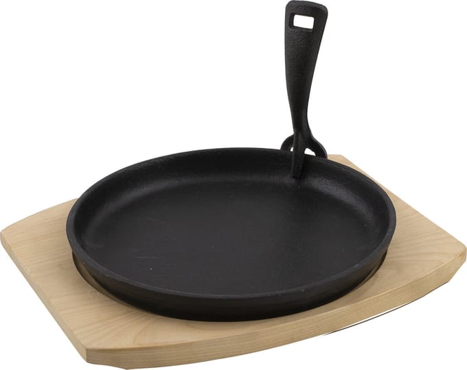 Barbecook - Grillpan uit gietijzer - Met onderlegger - Bamboe