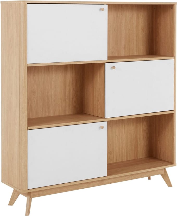 Avery-Vitrinekast - 3-deuren - Eikenlook/Wit