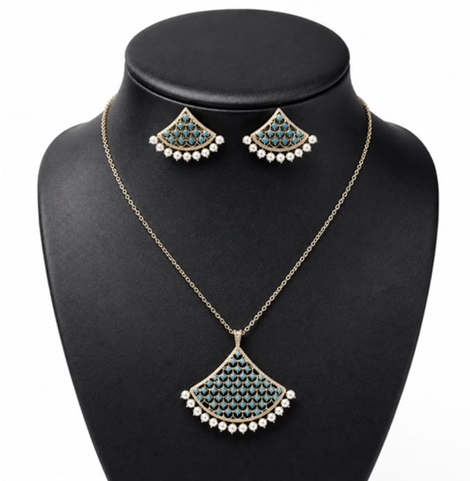 N3 Collecties Damesmode Geometrisch ontwerp Zirkoon ketting en oorbellen set