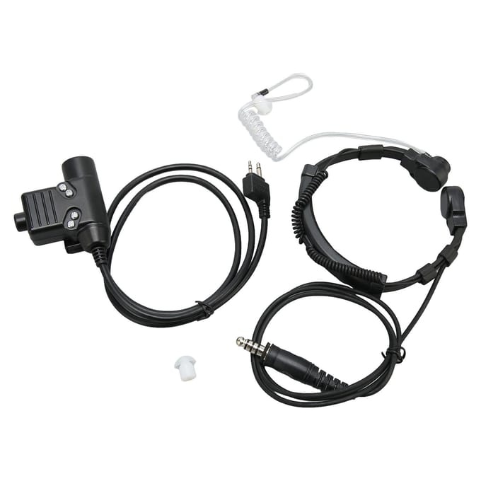 U94 PTT Adapter Handsfree Push to Talk Militaire Adapterkabel met Keelmicrofoon Oortje voor Alan