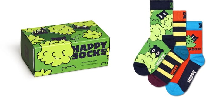 Happy Socks kids giftbox 3P sokken peek a boo multi