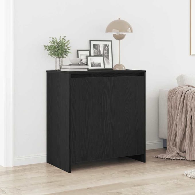 vidaXL - Dressoir - zwart - eiken - 70x41x75 - cm - bewerkt - hout