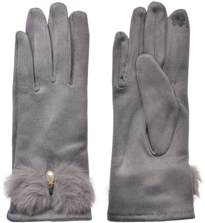 Clayre & Eef Handschoenen Winter 9x23 cm Grijs Polyester
