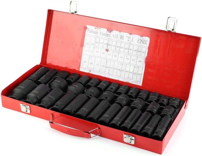 Inbus Set Diepe Impact Sockets Chroom Vanadium Staal - Metrische Chroom Vanadium Staal Inbus Hex Socket Set - Dopsleutel Set, 35 stuks