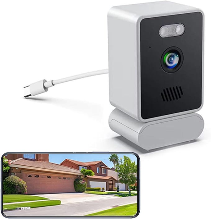 Raamcamera Binnen - Beveiligingscamera WiFi - Huisbewaking - 2K 3MP HD Resolutie - 9 x 9 x 5 cm - Wit